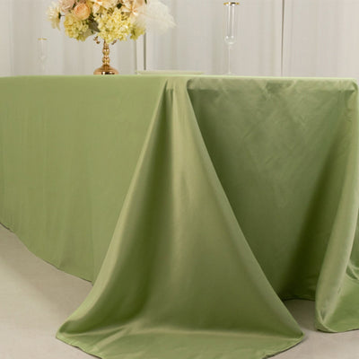 Lamour Satin 90’’x156’’ Rectangle Tablecloth Sage Green - Luxurious Soft Seamless Table Cover - Tablecloths