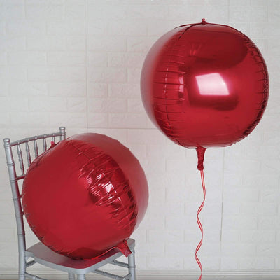 2 Pack 18" 4D Burgundy Sphere Mylar Foil Helium or Air Balloons