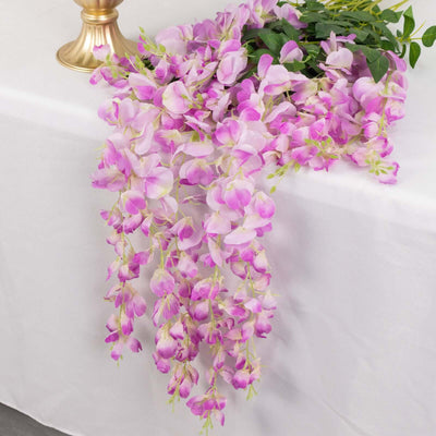 5 Pack 44" Silk Hanging Wisteria Flower Garland Vines in Lavender Lilac, 3 Strands in 1 Bush