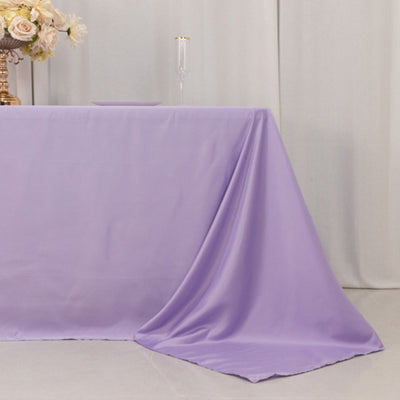 Lamour Satin 90"x132" Rectangle Tablecloth Lavender Lilac - Soft & Silk-Like Seamless Table Cover