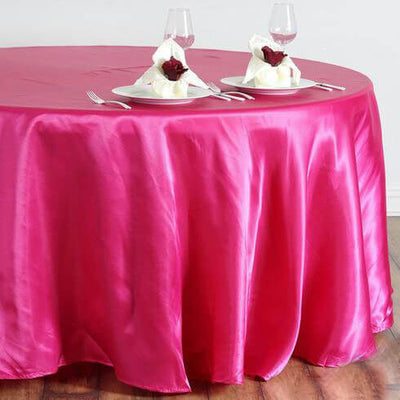 Satin 108" Round Tablecloth Fuchsia - Smooth and Lustrous Table Cover