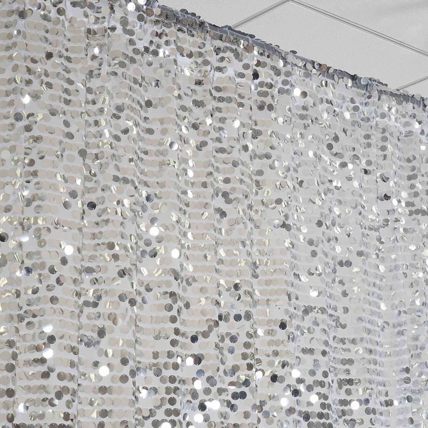 20ftx10ft Silver Big Payette Sequin Event Curtain Drapes, Backdrop Event Panel