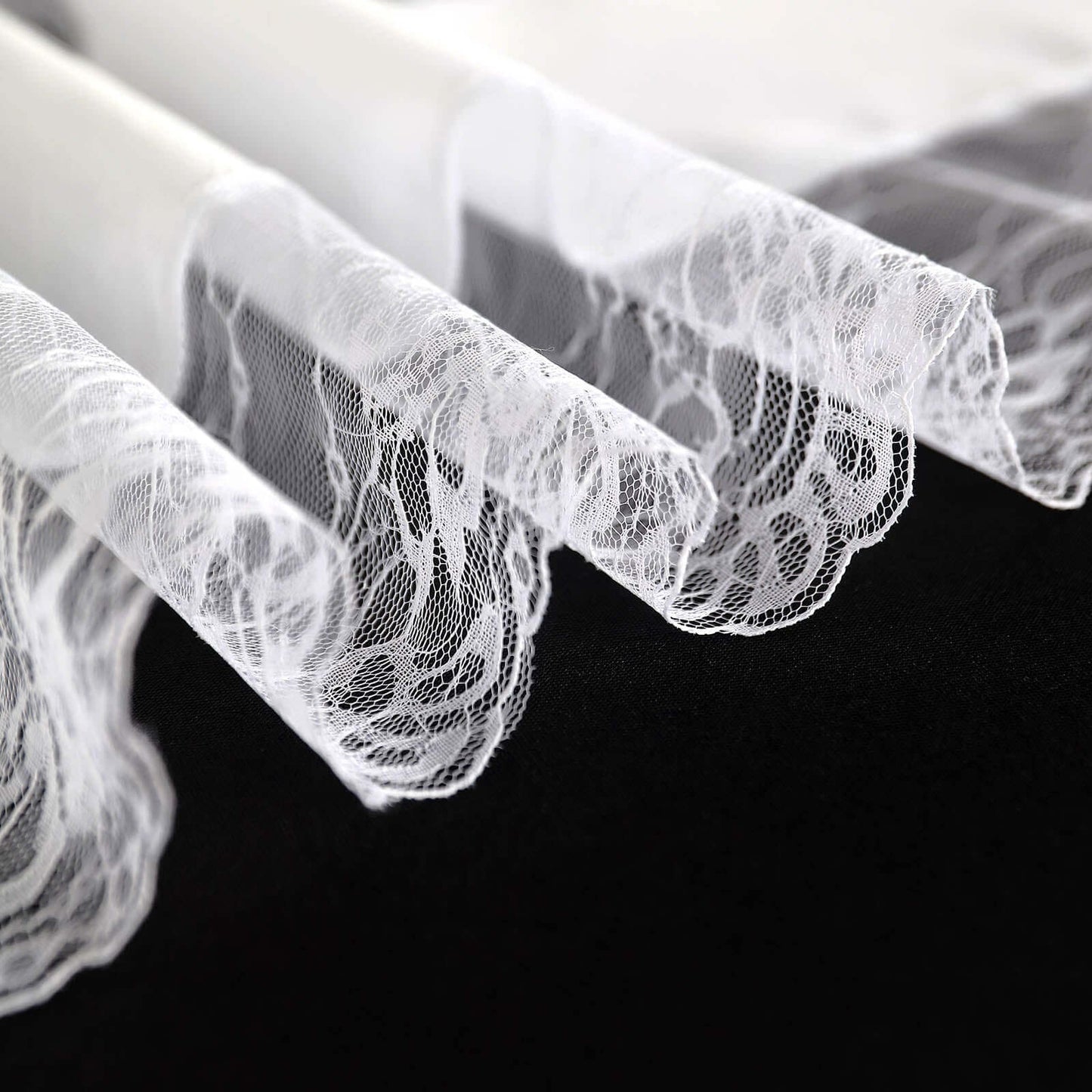 Faux Burlap Jute 16"x108" Table Runner White With Lace Edging - Rustic Farmhouse Table Linen