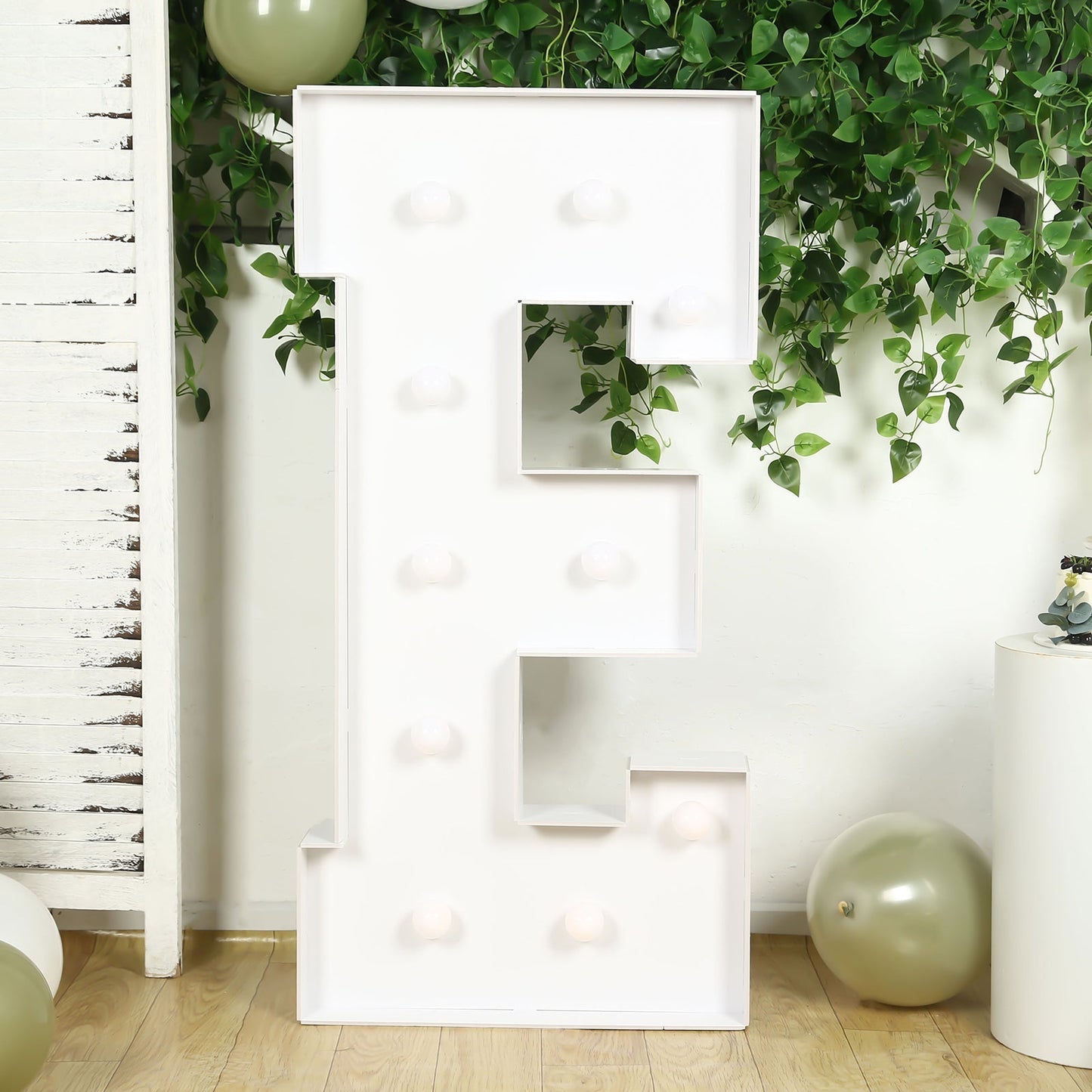 Giant LED Marquee Light Up Letter "E", White 4ft Pre-Cut Foam Board with 10 Warm White Battery Operated LEDs, Glue Gun and Sticks