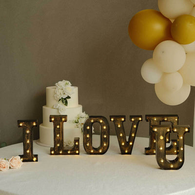 LED Marquee Letter ’I’ Industrial Style Antique Black - Light-Up Alphabet Sign for Weddings & Displays 9’’ - LED