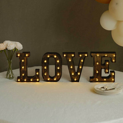 LED Marquee Letter ’V’ Industrial Style Antique Black - Light-Up Alphabet Sign for Weddings & Displays 9’’ - LED