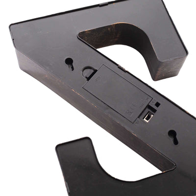 LED Marquee Letter ’Z’ Industrial Style Antique Black - Light-Up Alphabet Sign for Weddings & Displays 9’’ - LED