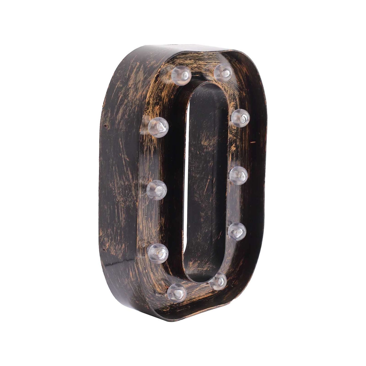 LED Marquee Letter "O" Industrial Style Antique Black - Light-Up Alphabet Sign for Weddings & Displays 9"