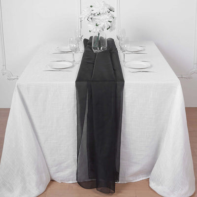 Chiffon 6ft Table Runner Black - Chic Flowy & Lightweight Table Decor