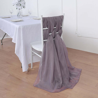 5 Pack Chiffon Chair Sashes Violet Amethyst - Soft & Lightweight Designer Chair Bows 22"x78"