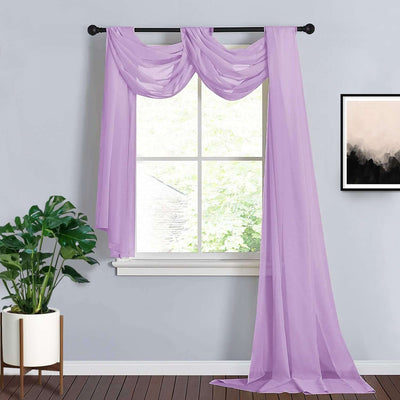 18ft Lavender Lilac Rose Sheer Organza Wedding Arch Drapery Fabric, Window Scarf Valance