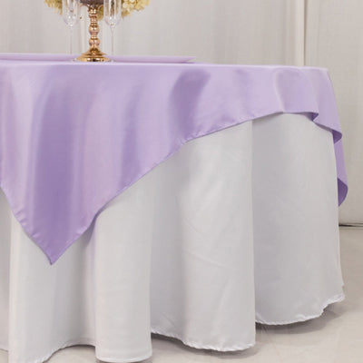Lamour Satin 72"x72" Table Overlay Square Tablecloth Lavender Lilac - Smooth Finish Table Topper