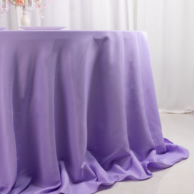 Premium Polyester 132" Round Tablecloth Lavender Lilac - Seamless 220GSM Wrinkle-Resistant Table Cover