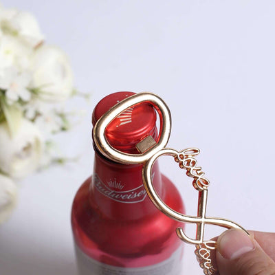 4" Gold Metal Infinity Sign "Love Forever" Bottle Opener Party Favors, Pre-Packed Wedding Souvenir Gift