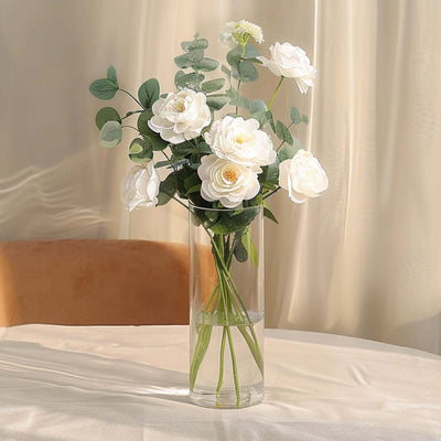 6-Pack Glass Flower Vases Cylinder Design Heavy Duty Clear - Stylish Centerpieces for Weddings 12"