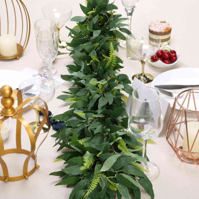 4ft Real Touch Green Artificial Willow and Frond Leaves Garland Vine
