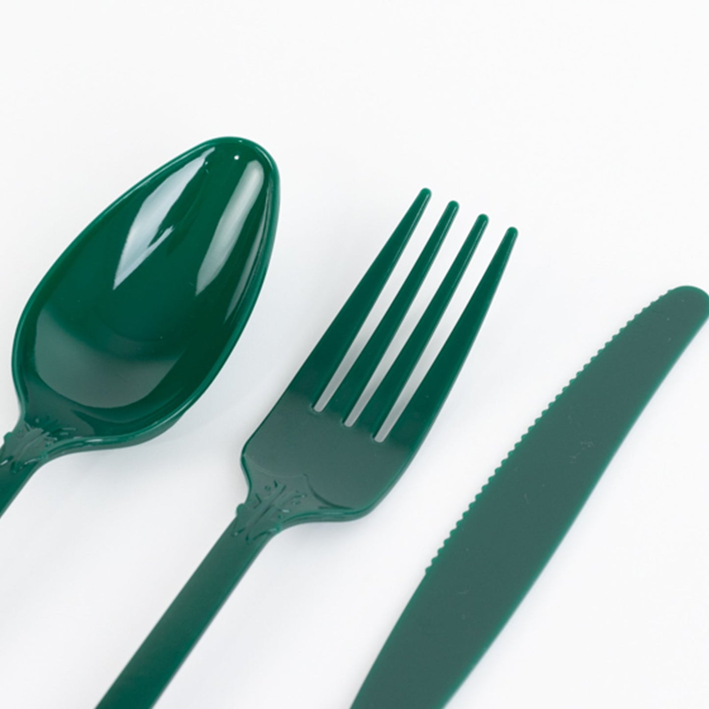 72 Pcs Plastic Silverware Set in Baroque Style Hunter Emerald Green - Heavy Duty Disposable Knife, Fork, and Spoon Set