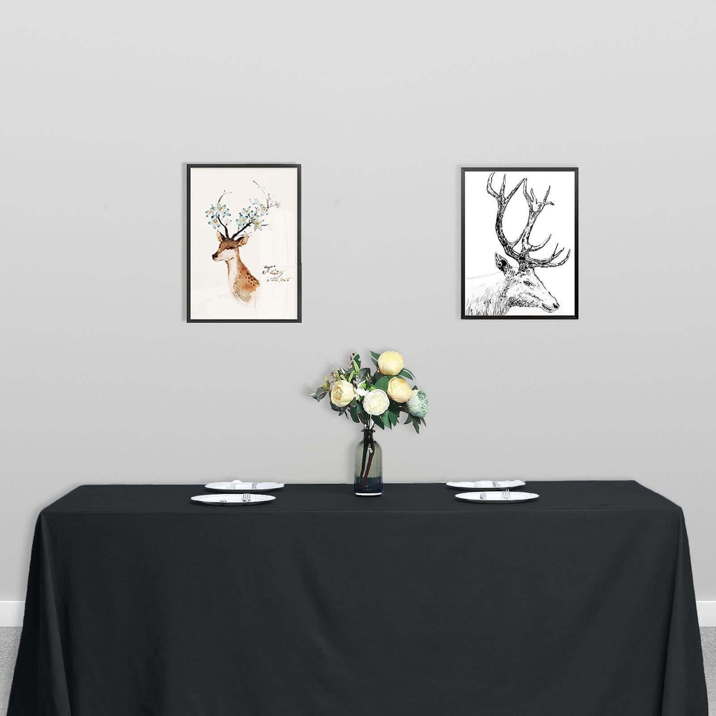 Polyester 90"x132" Rectangle Tablecloth Black - Seamless Wrinkle-Resistant Design for Luxe Celebrations