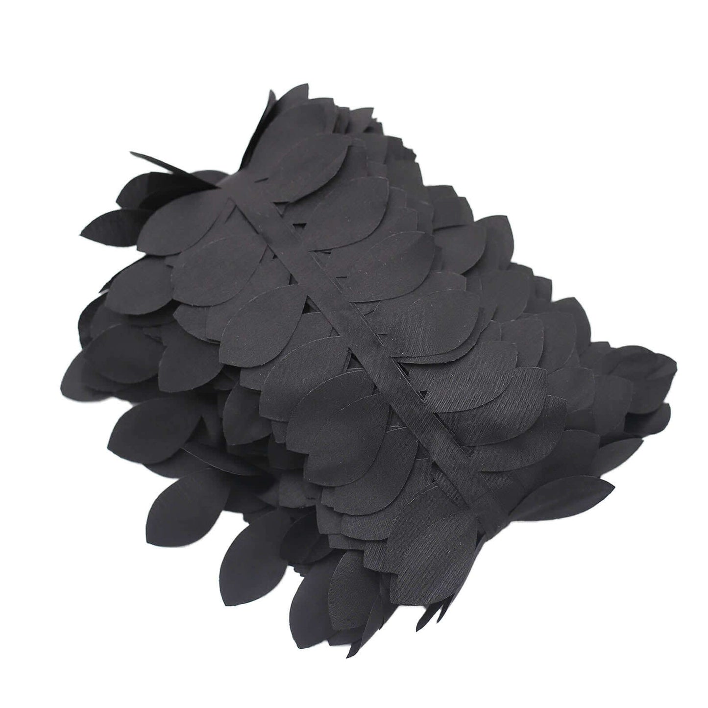 Taffeta Ribbon Sash with 4" Leaf Petal Design Black 50ft - Sophisticated Artificial Fabric Garland for Events