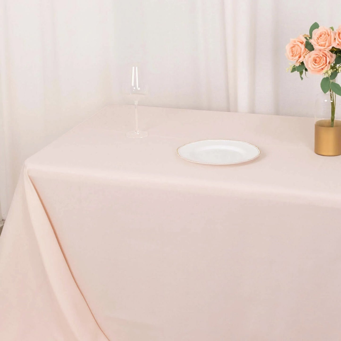 Premium Polyester 90"x156" Rectangle Tablecloth Blush - Seamless 220GSM Stain-Resistant Table Cover