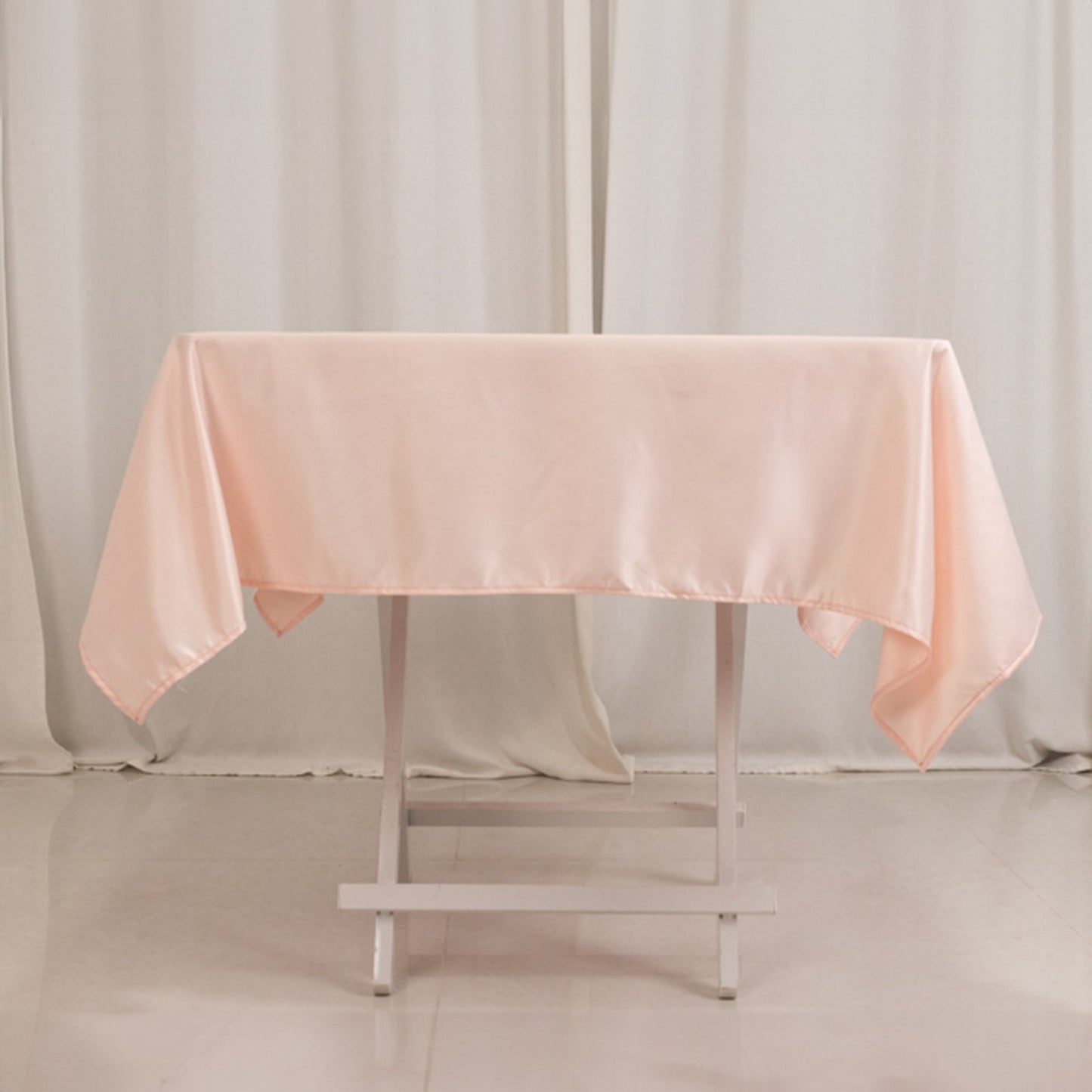 Lamour Satin 54"x54" Square Tablecloth Blush - Durable & Silk-Like Table Cover