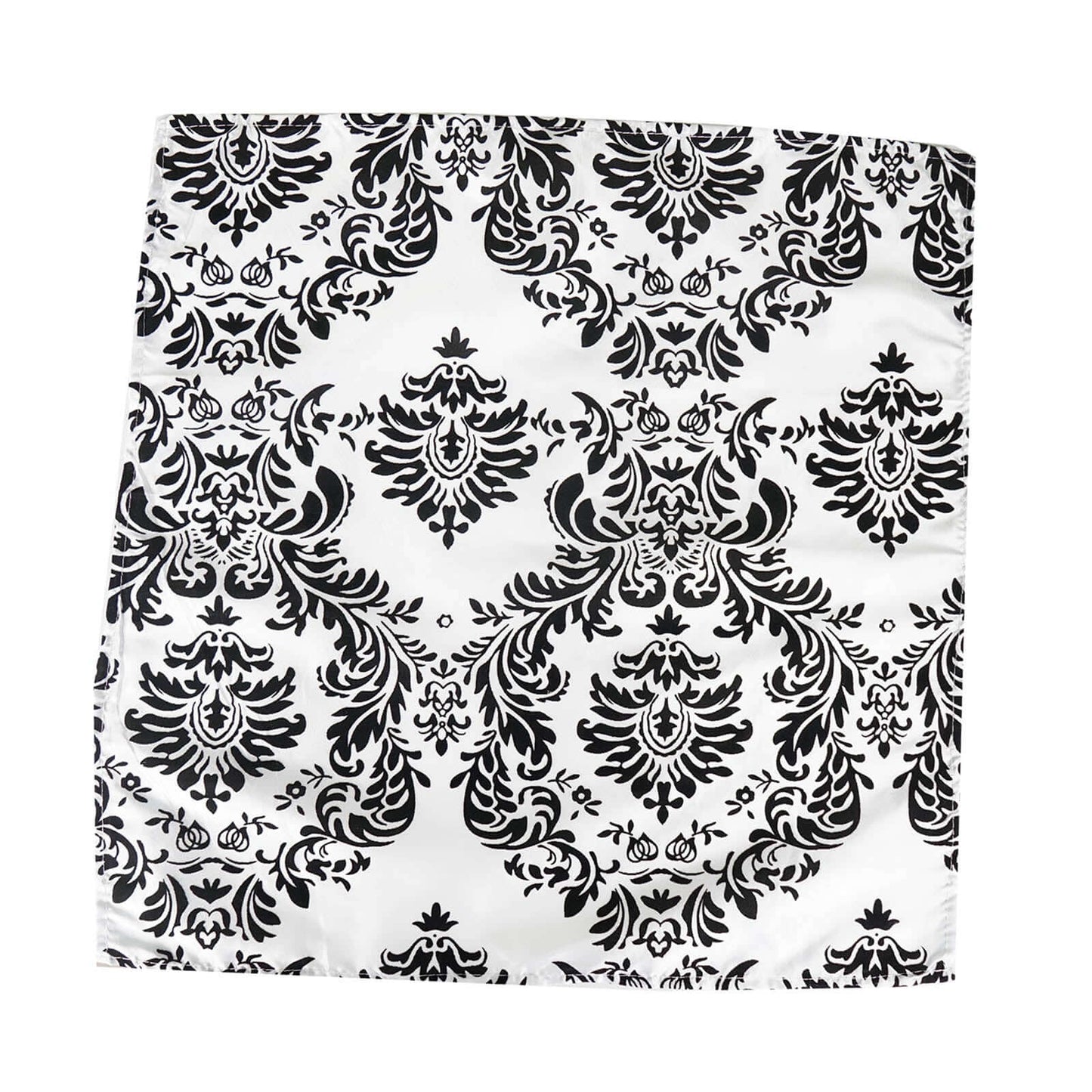 5 Pack Taffeta 20"x20" Napkins Black/White Damask Flocking Design - Decorative Dinner Napkins with a Luxurious Touch