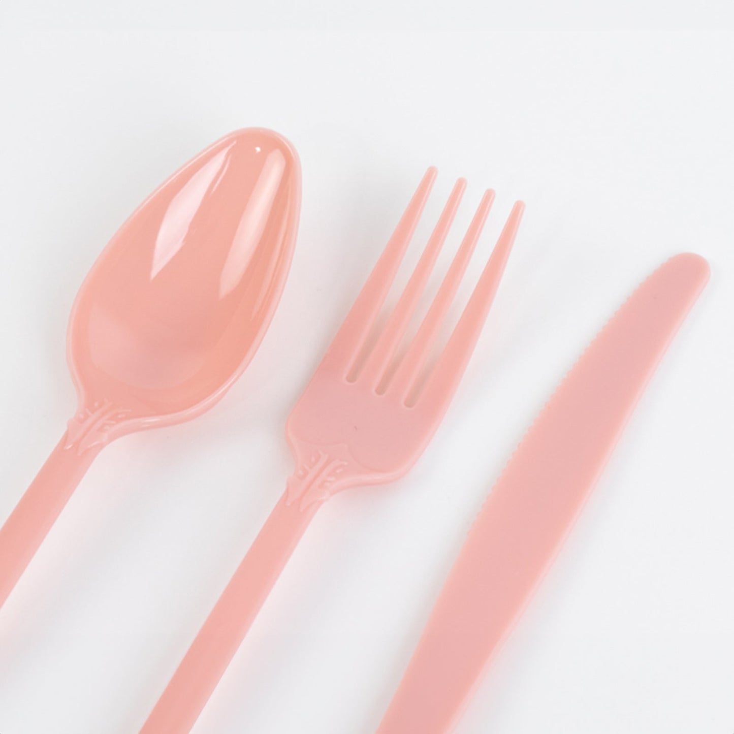 72 Pcs Plastic Silverware Set in Baroque Style Dusty Rose - Heavy Duty Disposable Knife, Fork, and Spoon Set