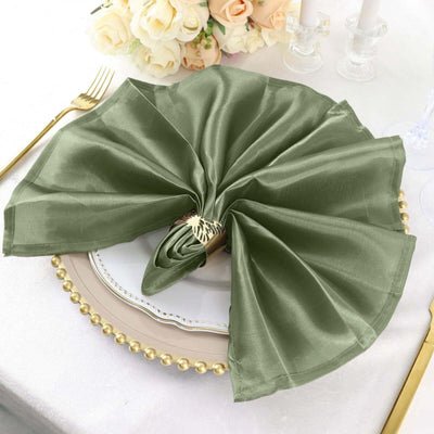 5 Pack Satin 20"x20" Napkins Dusty Sage Green - Luxurious Shine & Smooth Dinner Napkins