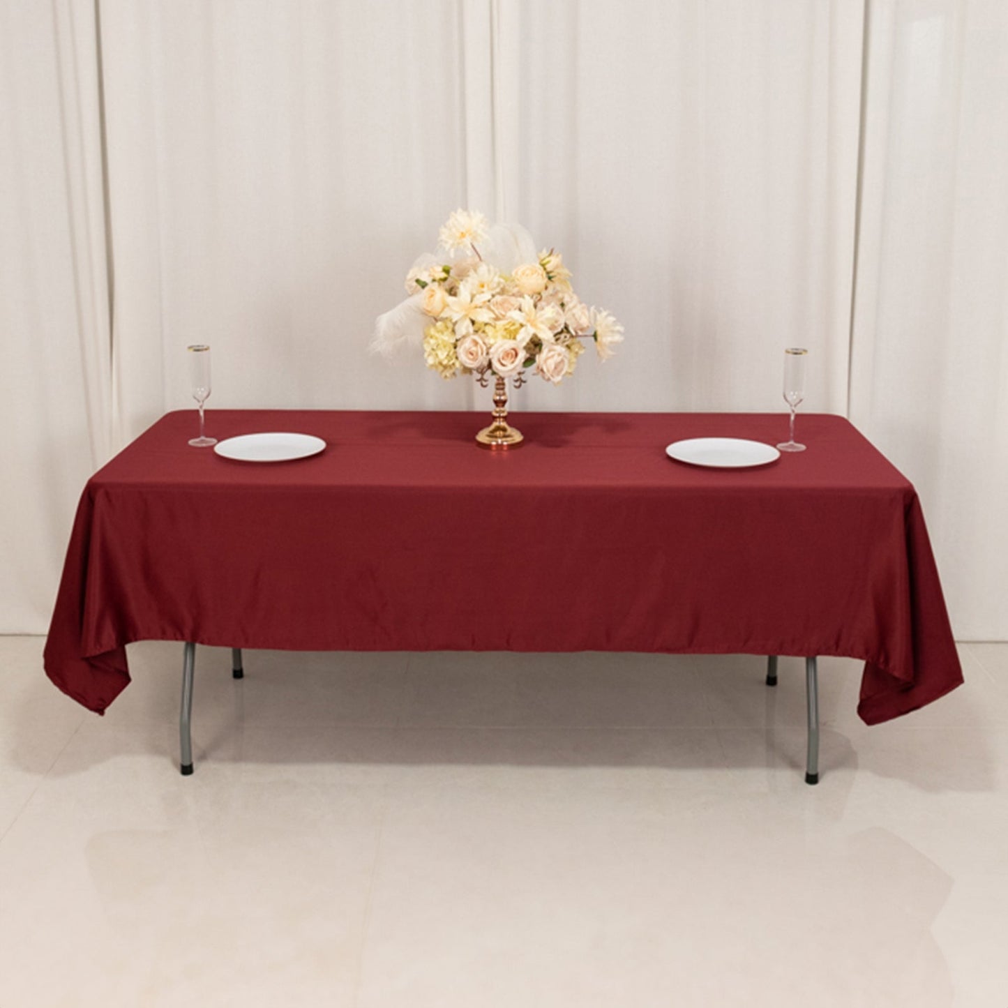 Lamour Satin 60"x102" Rectangle Tablecloth Burgundy - Durable & Silky Soft Feel Table Cover