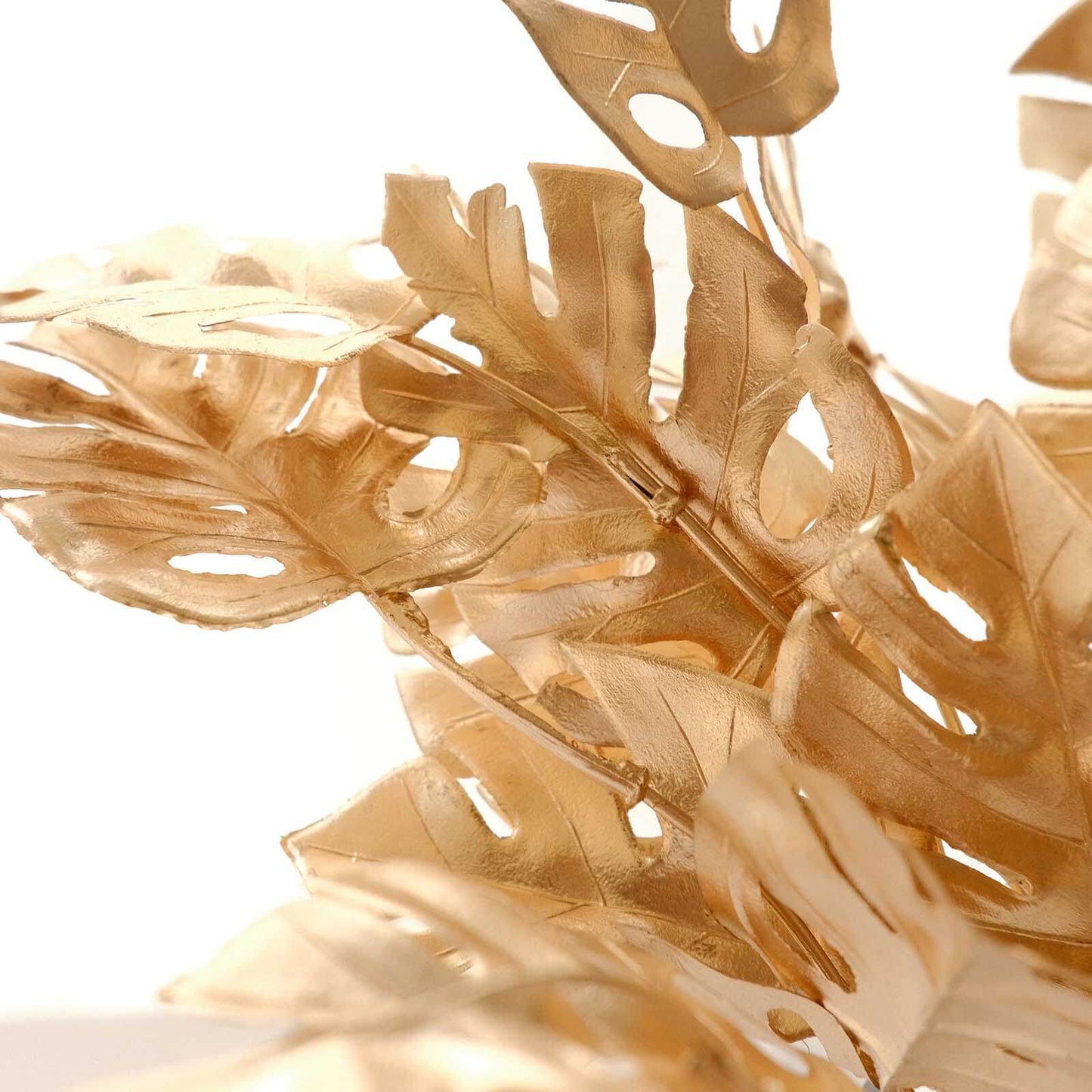 4-Pack Artificial Monstera Leaves Bushes Metallic Gold - Themed Weddings Parties & Events 14"