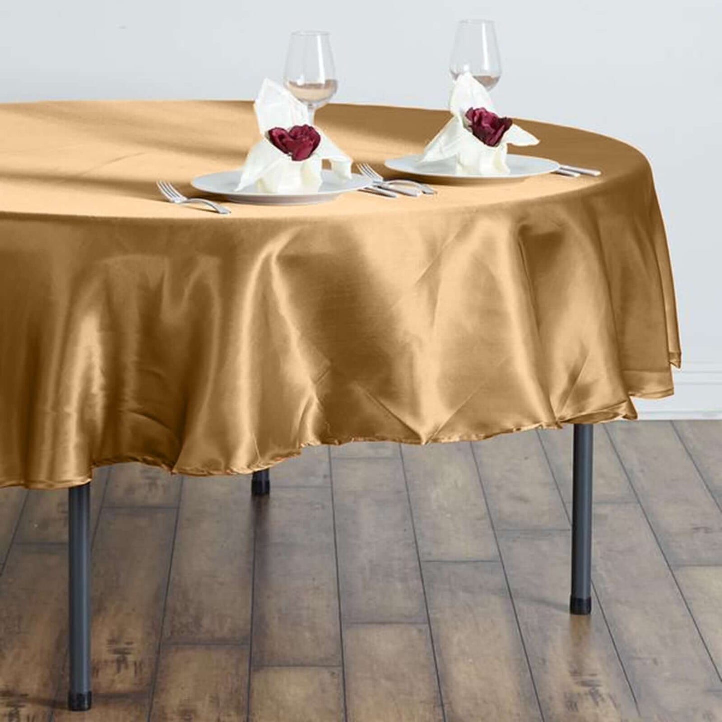 Satin 90" Round Tablecloth Gold - Smooth and Lustrous Table Cover