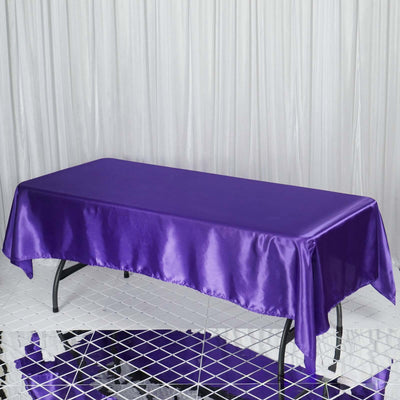 Satin Rectangular 60"x102" Tablecloth Purple - Smooth and Lustrous Table Cover