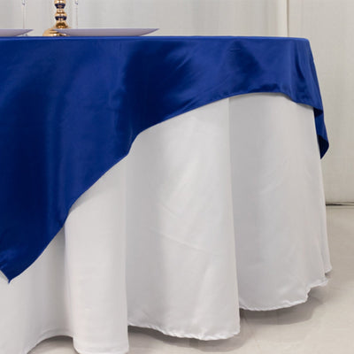 Lamour Satin 72"x72" Table Overlay Square Tablecloth Royal Blue - Smooth Finish Table Topper