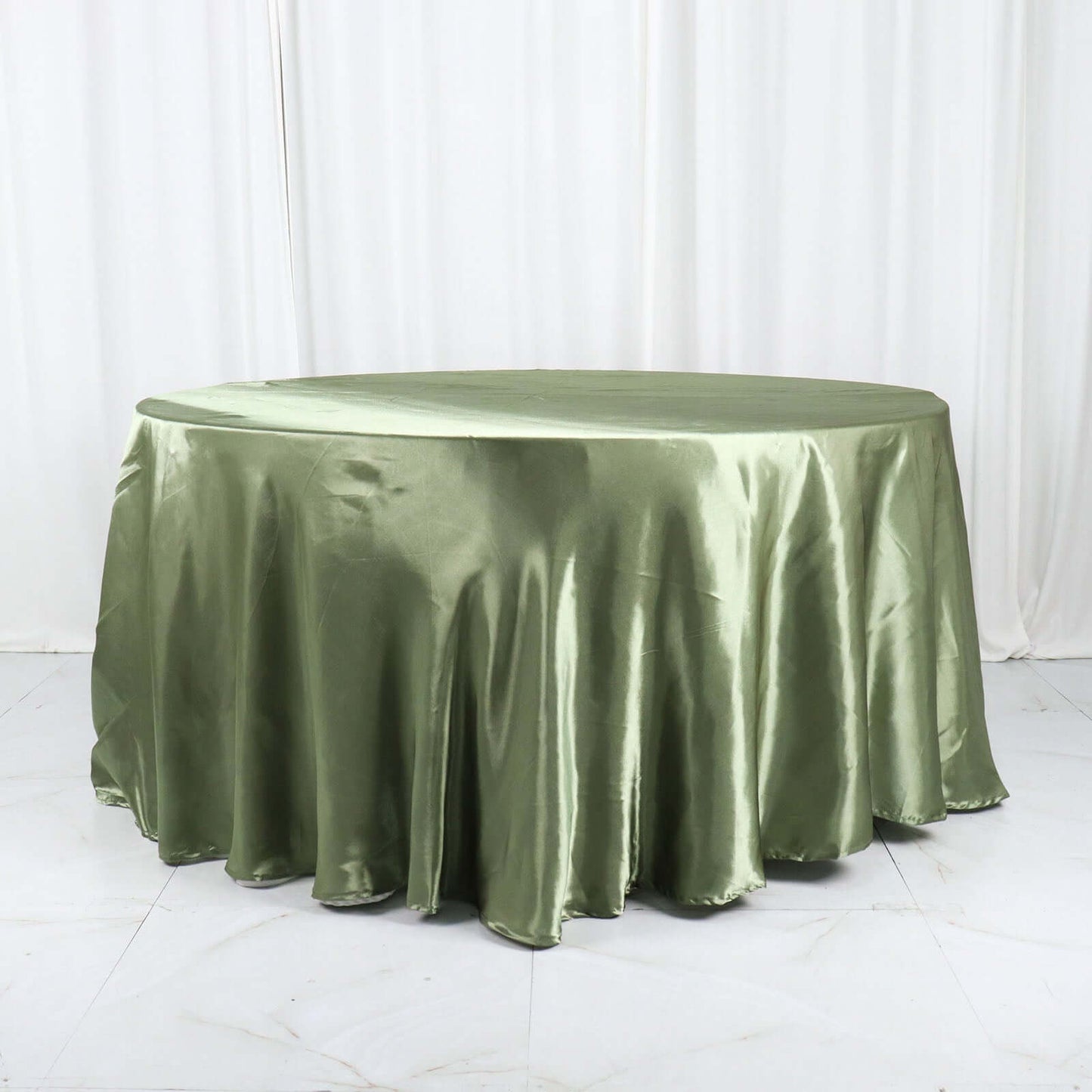 Satin 120" Round Tablecloth Dusty Sage Green - Stylish Seamless Table Cover
