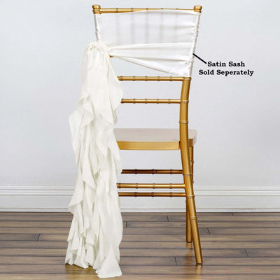 Chiffon Chair Sash with Curly Design Ivory - Stylish Chair Decorations