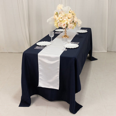 Lamour Satin 12"x108" Table Runner White - Smooth & Lustrous Wedding Decor