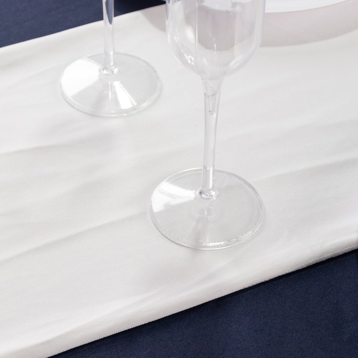 Scuba Polyester 12"x108" Table Runner White - Wrinkle-Free Table Linen for Events & Weddings