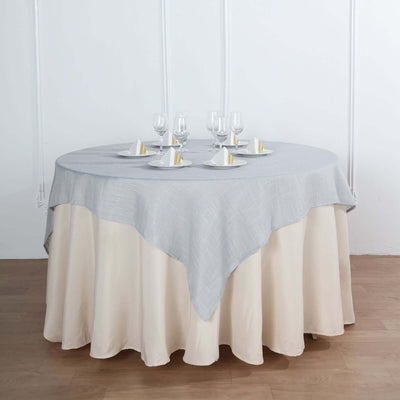 Linen 72"x72" Table Overlay Square Tablecloth Silver - Slubby Textured Wrinkle-Resistant Design for Stylish Occasions