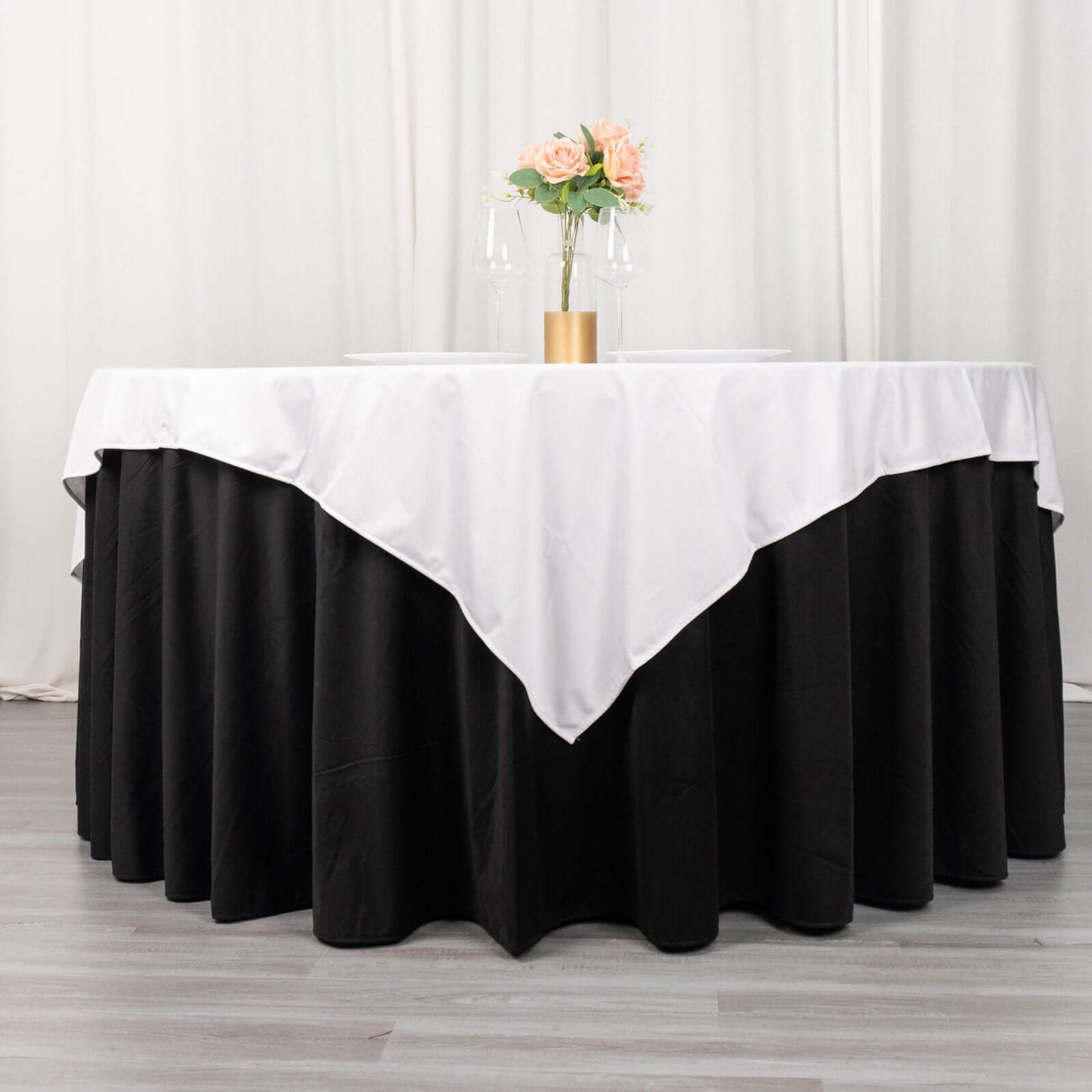 Scuba 70"x70" Table Overlay Square Tablecloth White - Wrinkle Free & Stain Resistant Table Cover for Weddings and Banquets