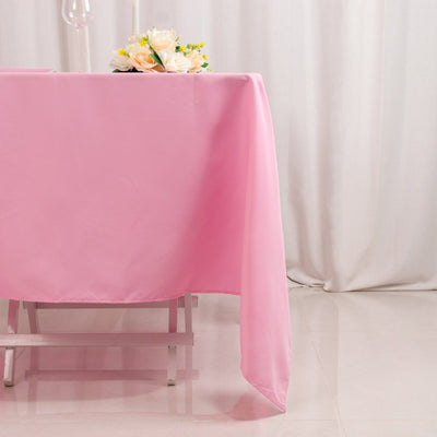 Premium Polyester Square Tablecloth 70"x70" Pink 220GSM Wrinkle-Resistant Table Cover
