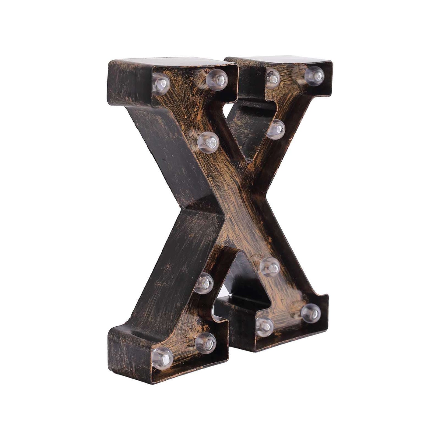 LED Marquee Letter "X" Industrial Style Antique Black - Light-Up Alphabet Sign for Weddings & Displays 9"