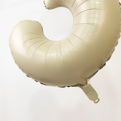 Matte Cream Number Balloons 0-9 – 35’’ Large Mylar Foil Balloons Air or Helium Fill - Decorations