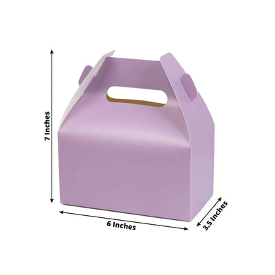 25 Pack Candy Gift Tote Gable Boxes, Matte Lavender Lilac Party Favor Treat Boxes - 6"x3.5"x7"