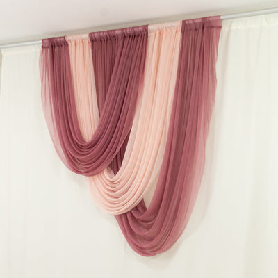 Mauve Cinnamon Rose Sheer Chiffon Valance Curtain 4ft x 5ft – Wedding Arch Drape with Rod Pocket Voile Backdrop Panel