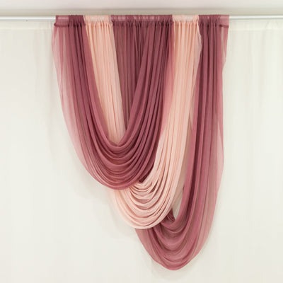 Mauve Cinnamon Rose Sheer Chiffon Valance Curtain 4ft x 6ft – Wedding Arch Drape with Rod Pocket Voile Backdrop Panel