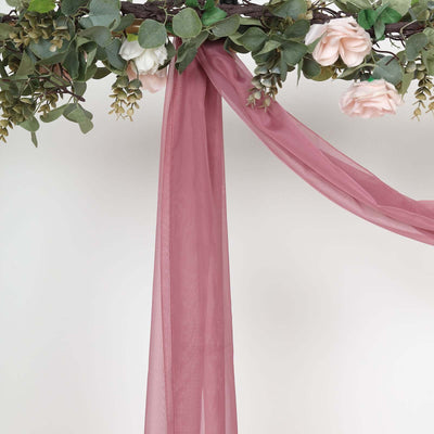 18ft Mauve Cinnamon Rose Sheer Organza Wedding Arch Drapery Fabric, Window Scarf Valance