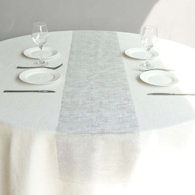 Mesh 11’’x108’’ Table Runner Metallic Silver - Glitter Design for Convenient Event Decoration - Runners