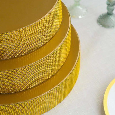 Metal Pedestal Cake Stand Round Design with Rhinestones Gold - Cupcake Holder and Dessert Table Centerpiece 16’’ - Cake