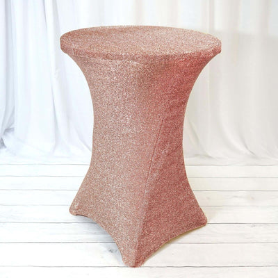 Metallic Spandex 36" Fitted Glitter Round Cocktail Table Cover Rose Gold - Stretch Fit for High Top Tables