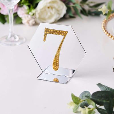 Decorative Rhinestone Number "7" Stickers, Glitter Adhesive Craft Numbers Gold DIY Sparkle Embellishments 4"